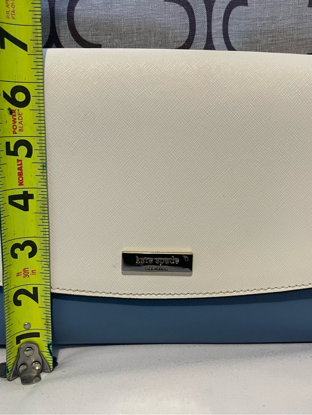 Kate Spade Colorblock Saffiano Leather Crossbody Bag White Blue Flap Purse - Picture 9 of 10